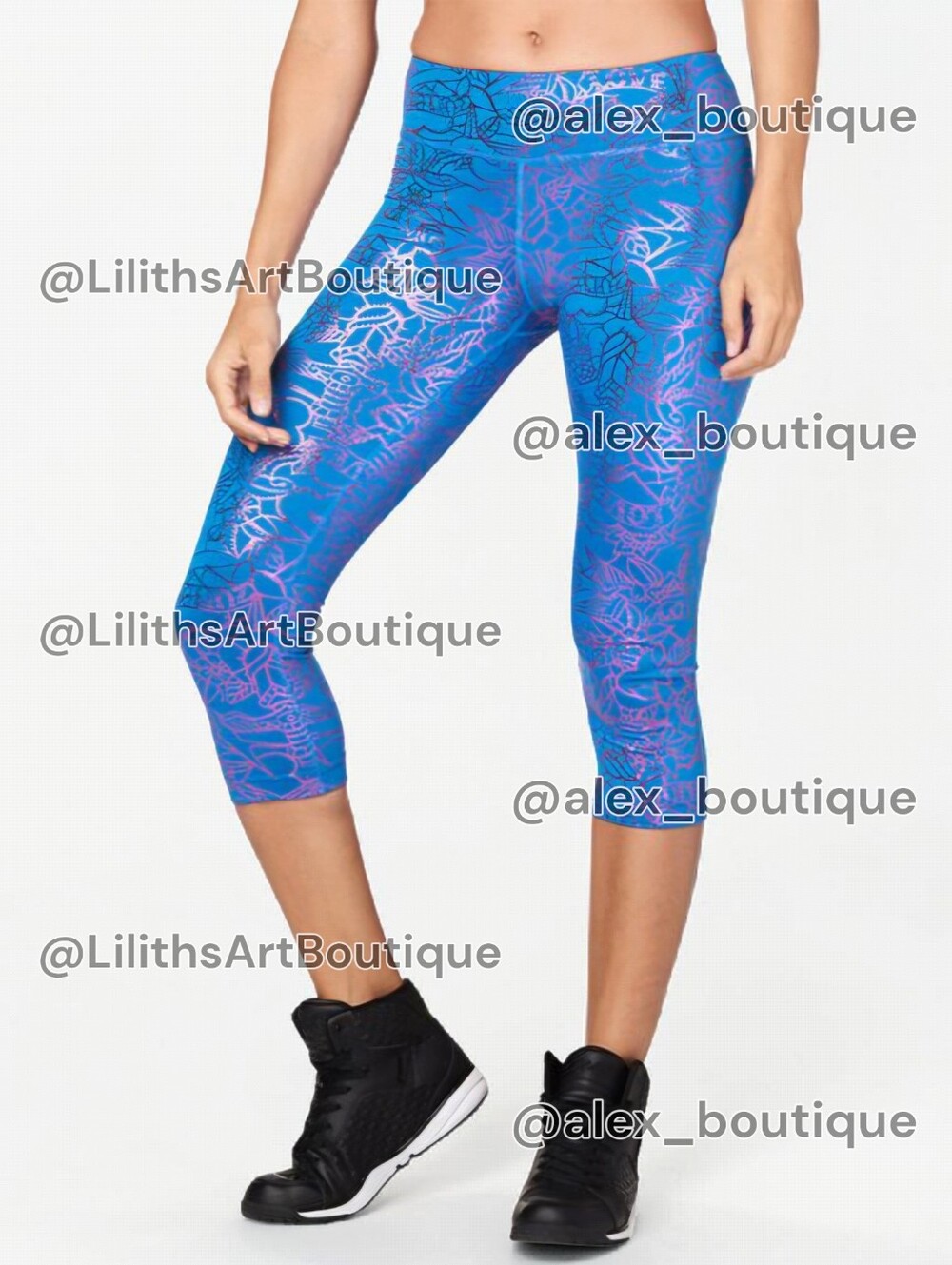 Zumba Love Metallic Capri Leggings Jersey Blue Size S (E127)